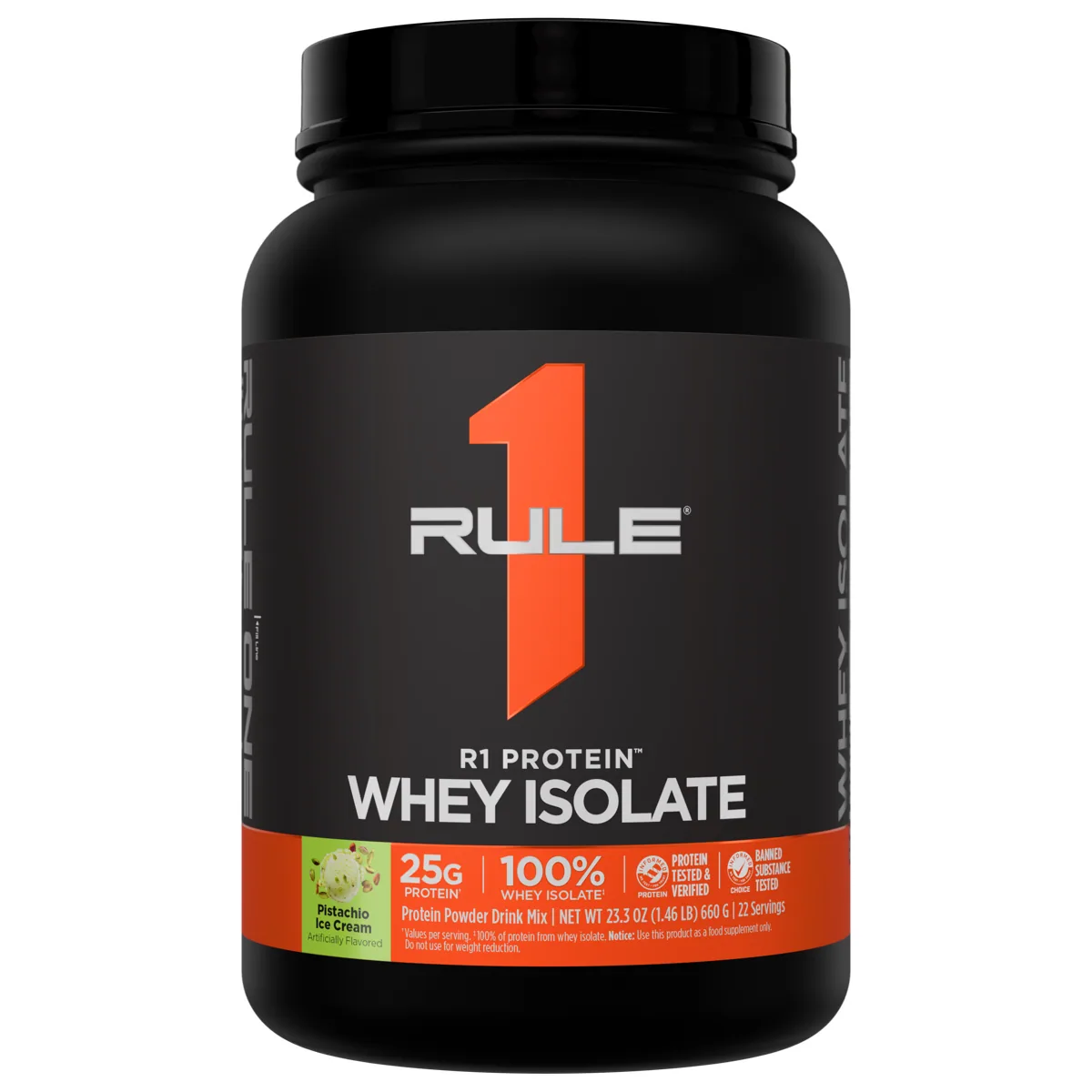 Rule 1 R1 Protein Whey Isolate 1.5 lb — Шам фъстък сладолед