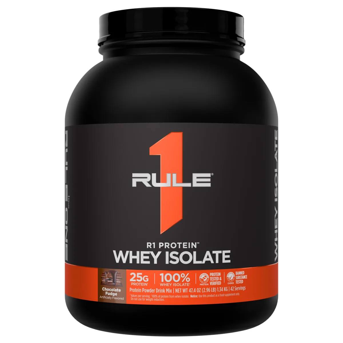 Rule 1 R1 Protein Whey Isolate 3 lb — Шоколадов фъдж