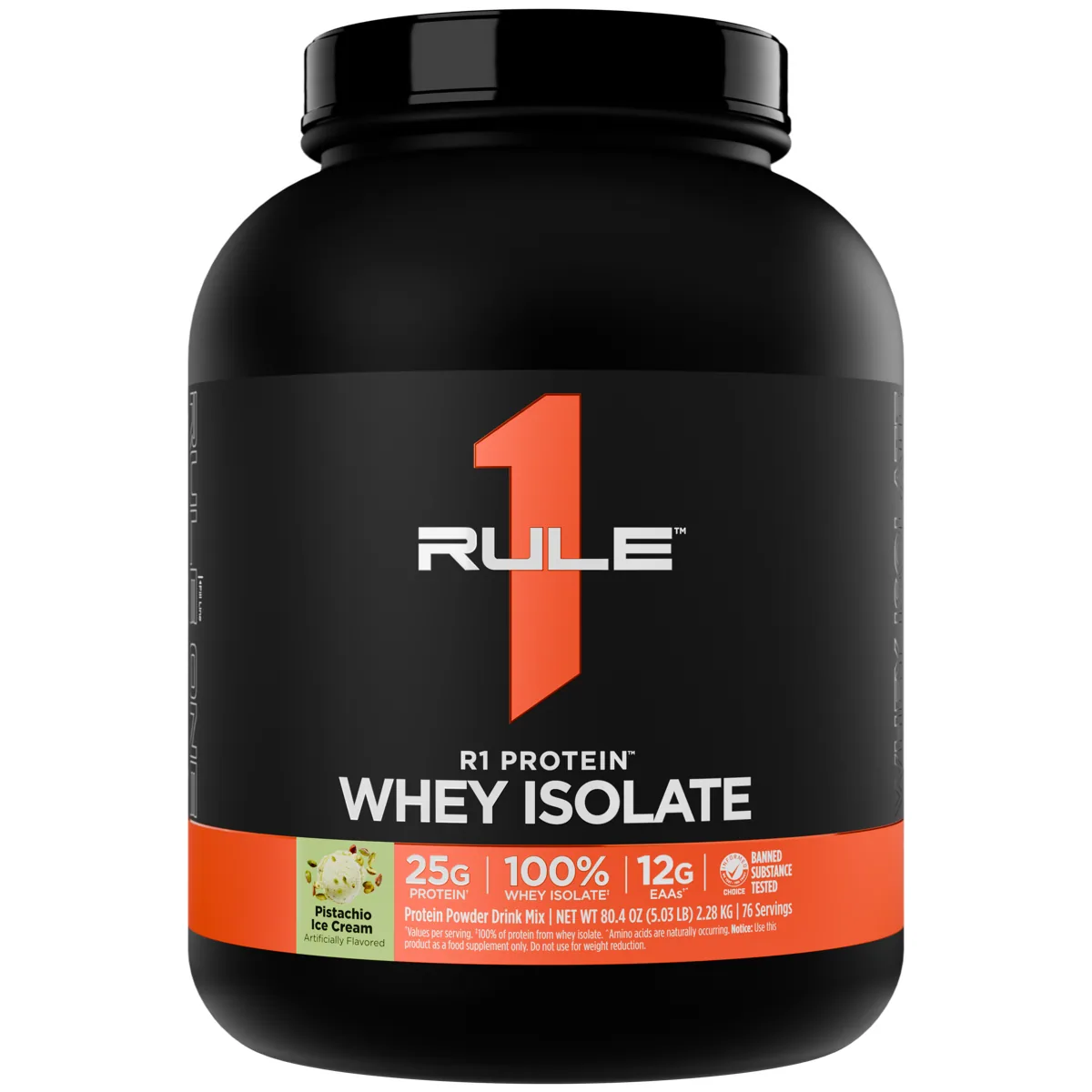 Rule 1 R1 Protein Whey Isolate 5 lb — Шам фъстък сладолед