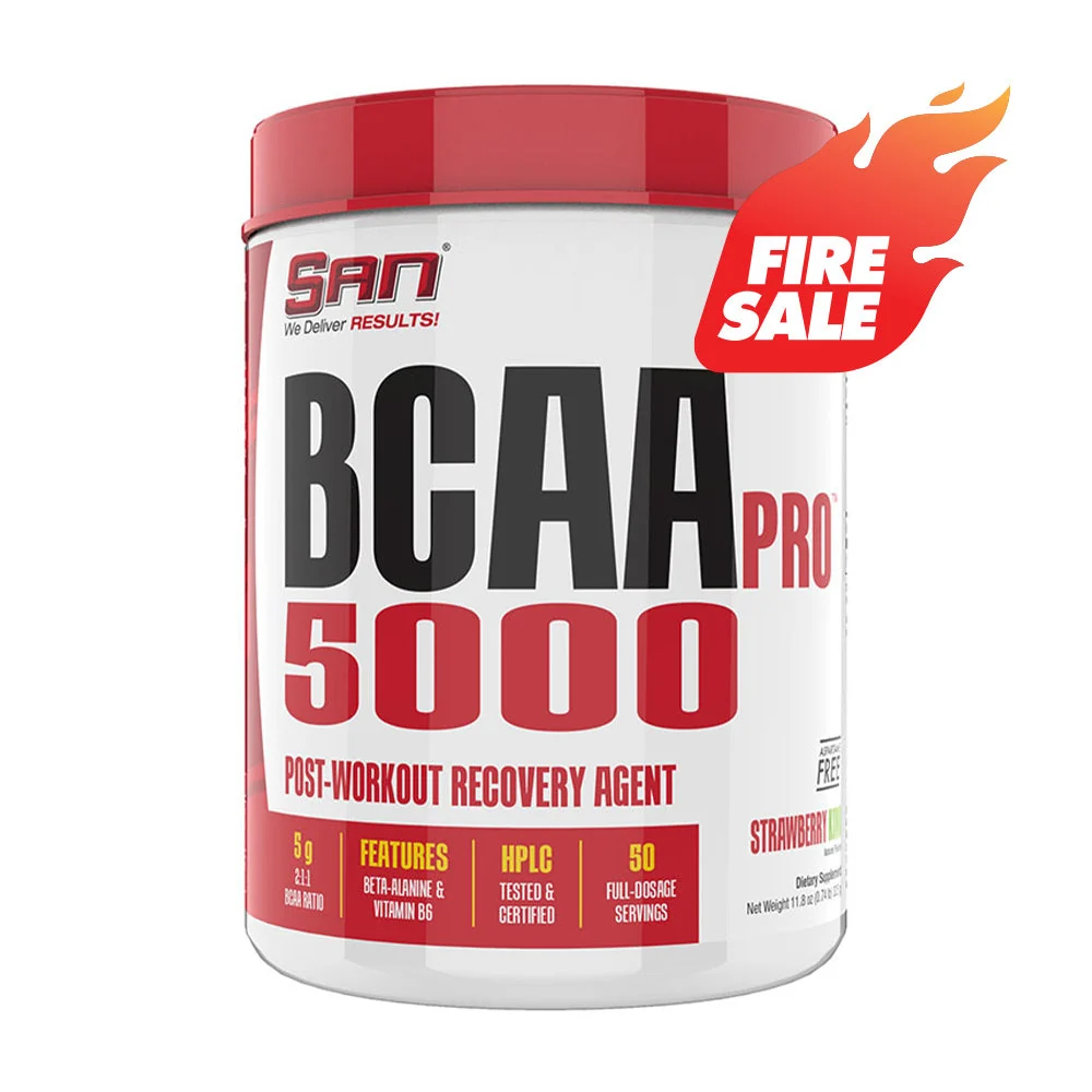 SAN SAN BCAA Pro 5000 50 дози — Ягода и киви (без аспартам), опаковка