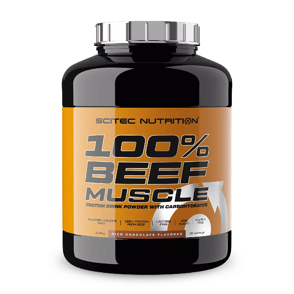 Опаковка на Scitec Nutrition 100% Beef Muscle (3,18 kg) с вкус Шоколад