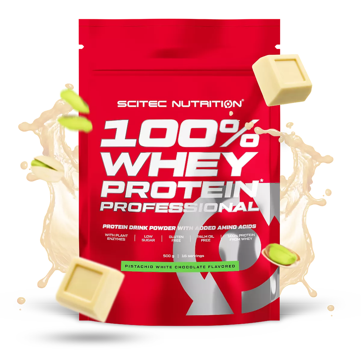 Scitec Nutrition 100% Whey Protein Professional 0,5 кг – продуктова снимка с шоколад