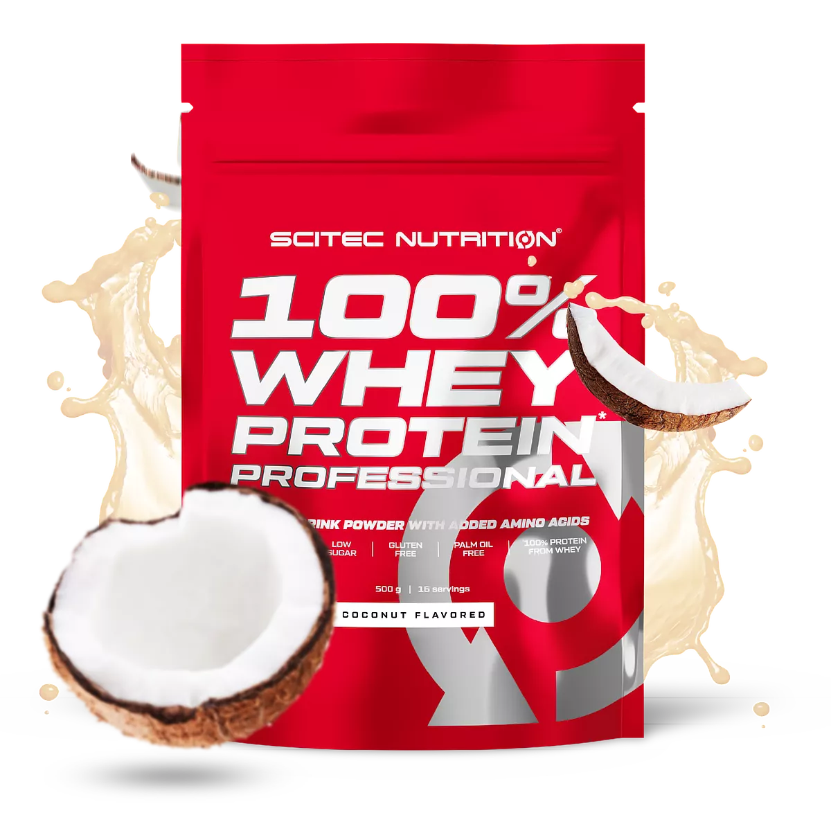 Scitec Nutrition 100% Whey Protein Professional 0,5 кг – близък план на текстурата на праха