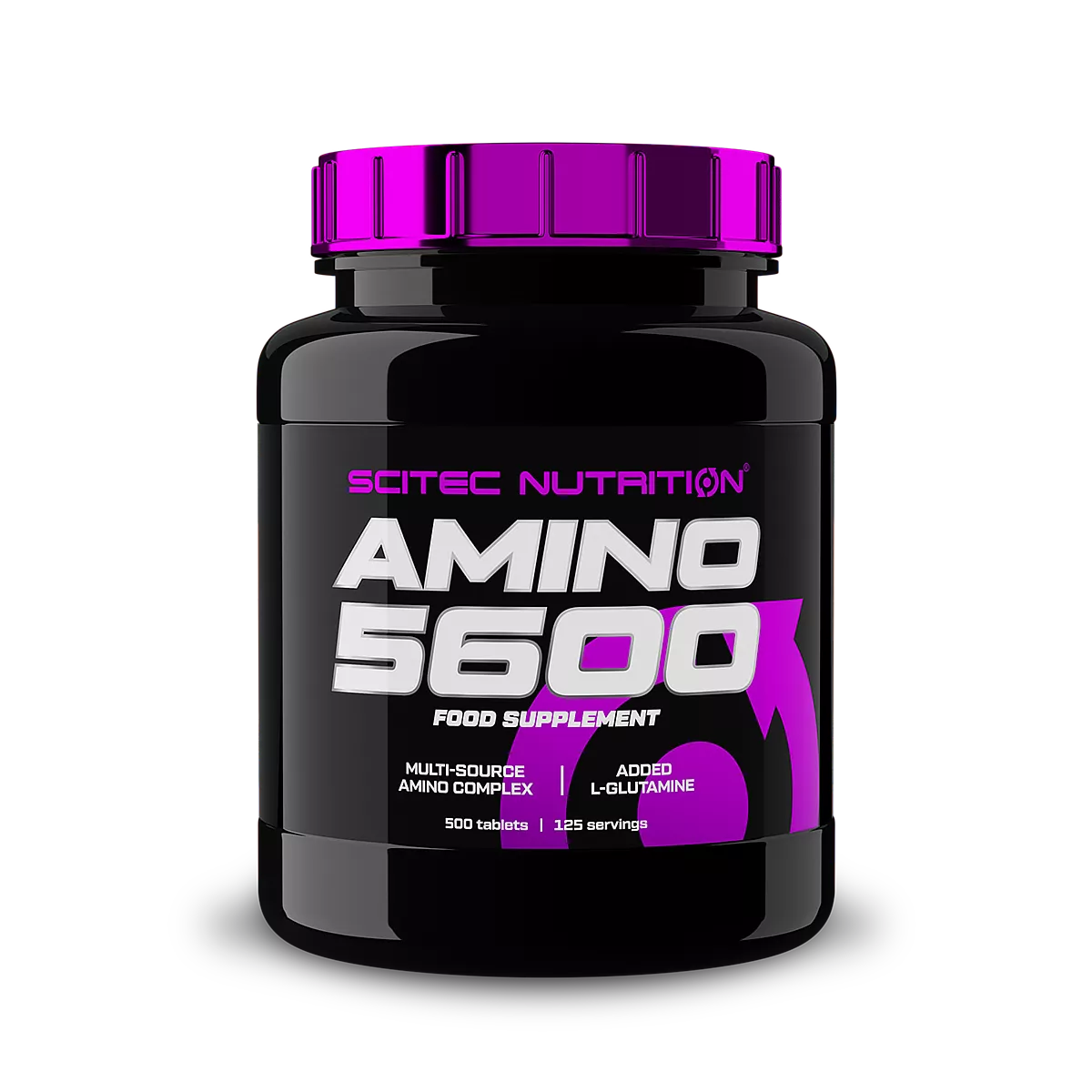 Опаковка на Scitec Nutrition Amino 5600 с 500 таблетки, на бял фон