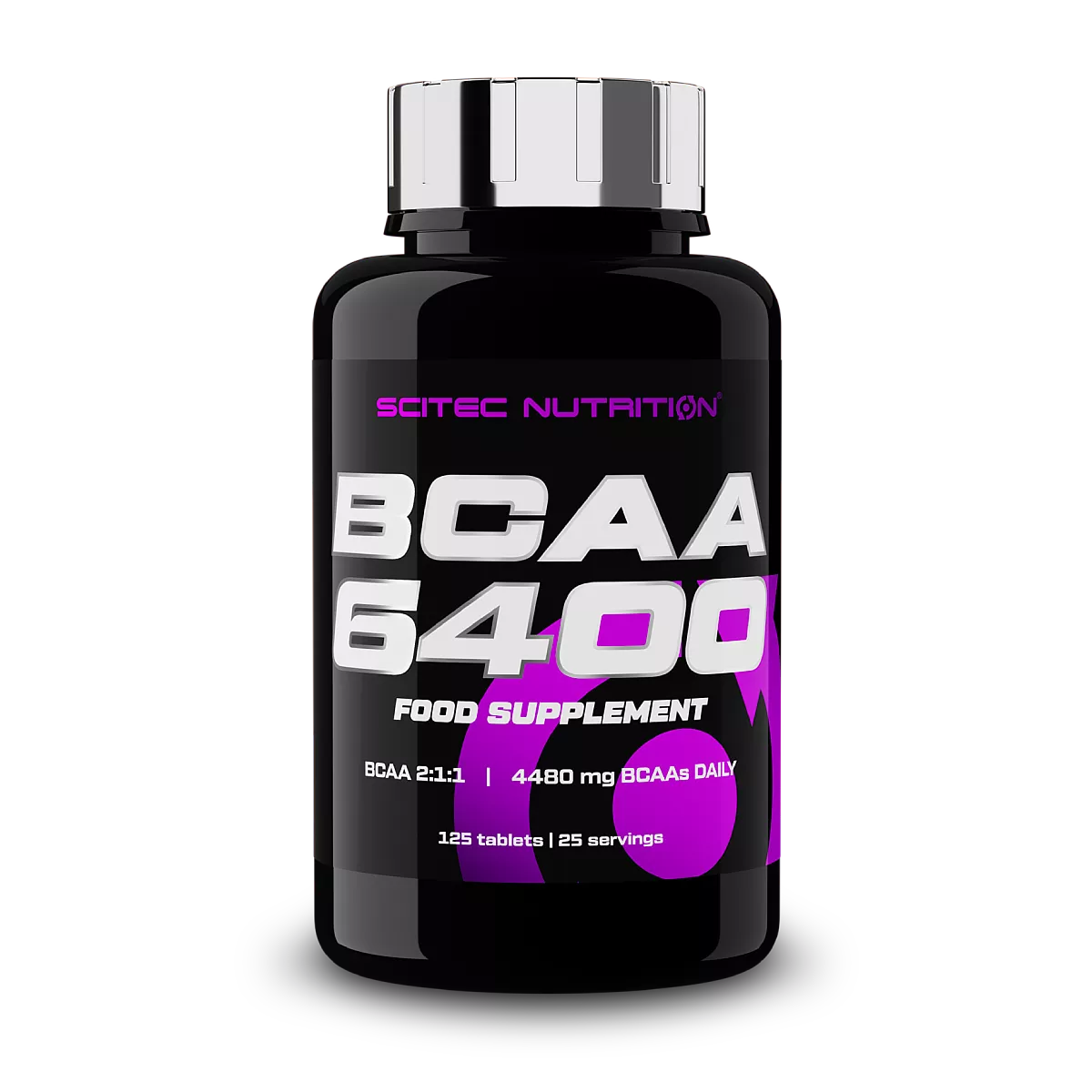 Scitec Nutrition BCAA 6400 опаковка с 125 таблетки на бял фон
