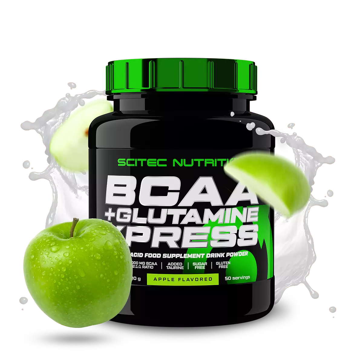 Отблизо на прахообразната текстура на Scitec Nutrition BCAA + Glutamine Xpress