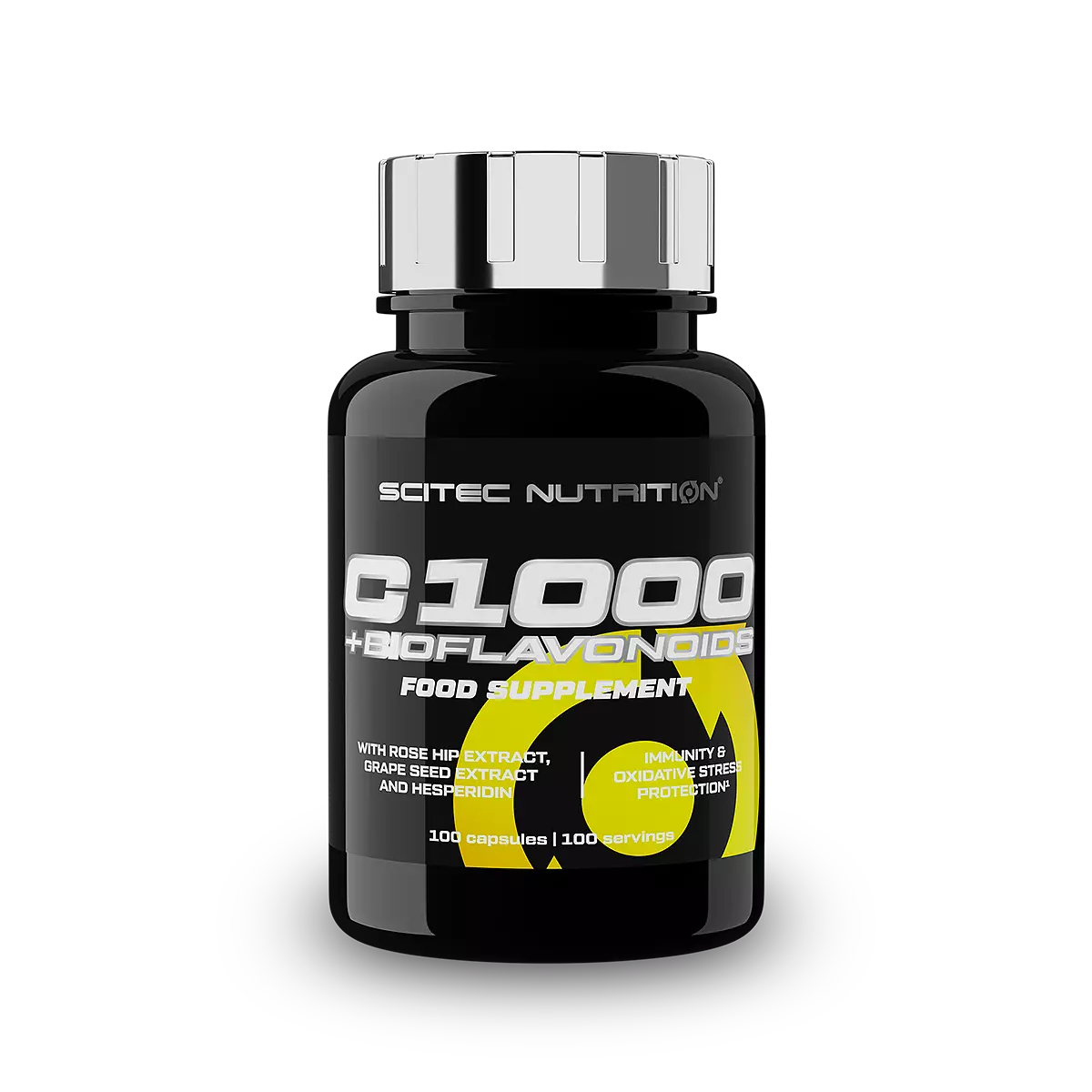 Опаковка на Scitec Nutrition C1000 + Bioflavonoids (100 капсули) на бял фон