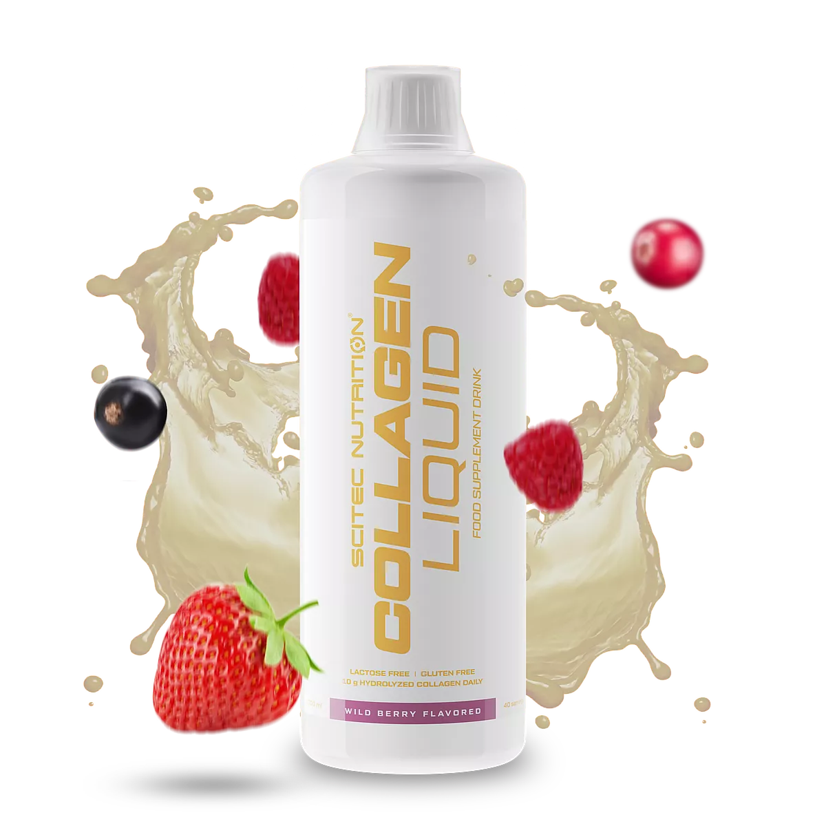 Scitec Nutrition Collagen Liquid - близък план на етикета с информация за състав и дозировка