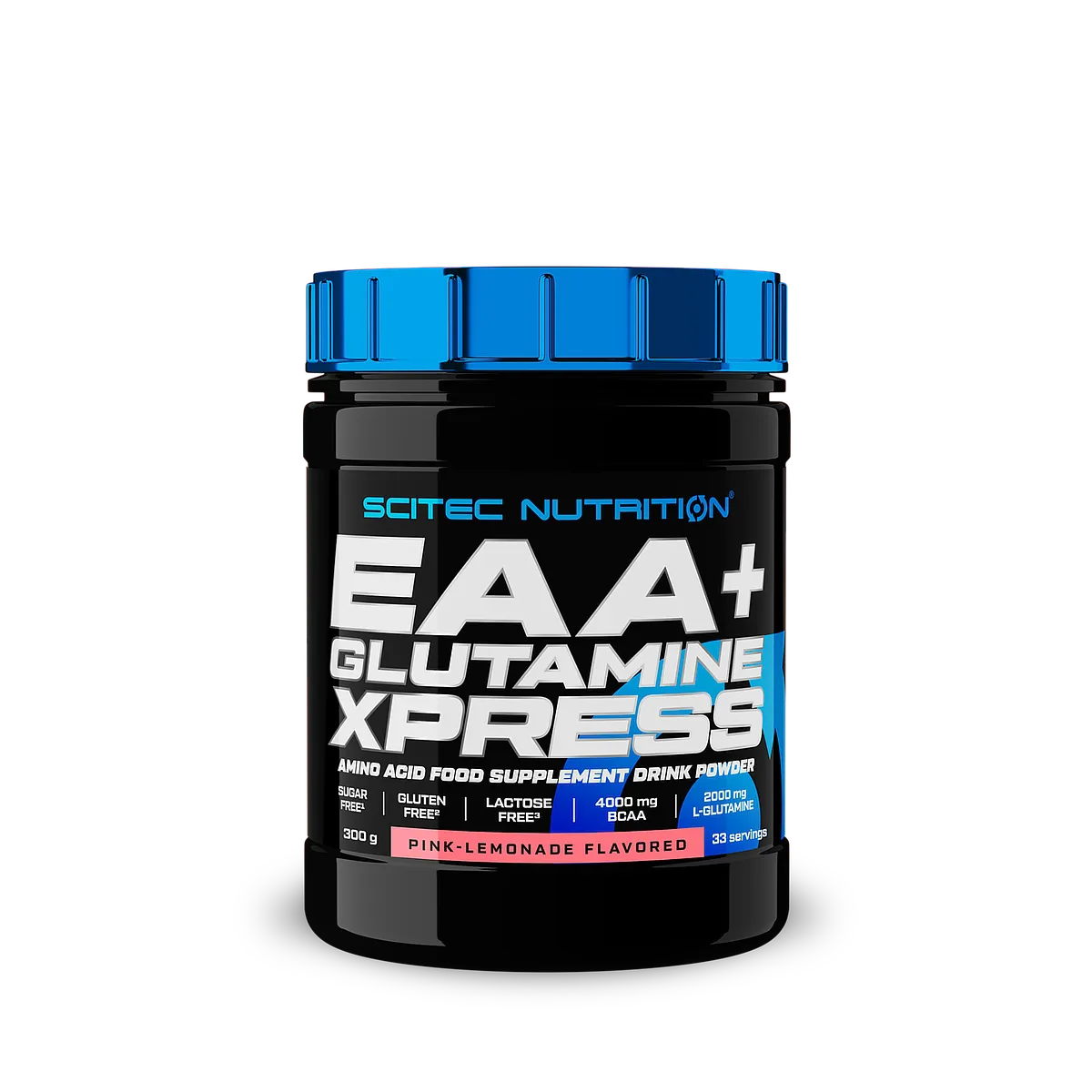 Опаковка Scitec Nutrition EAA + Glutamine Xpress с вкус на розова лимонада
