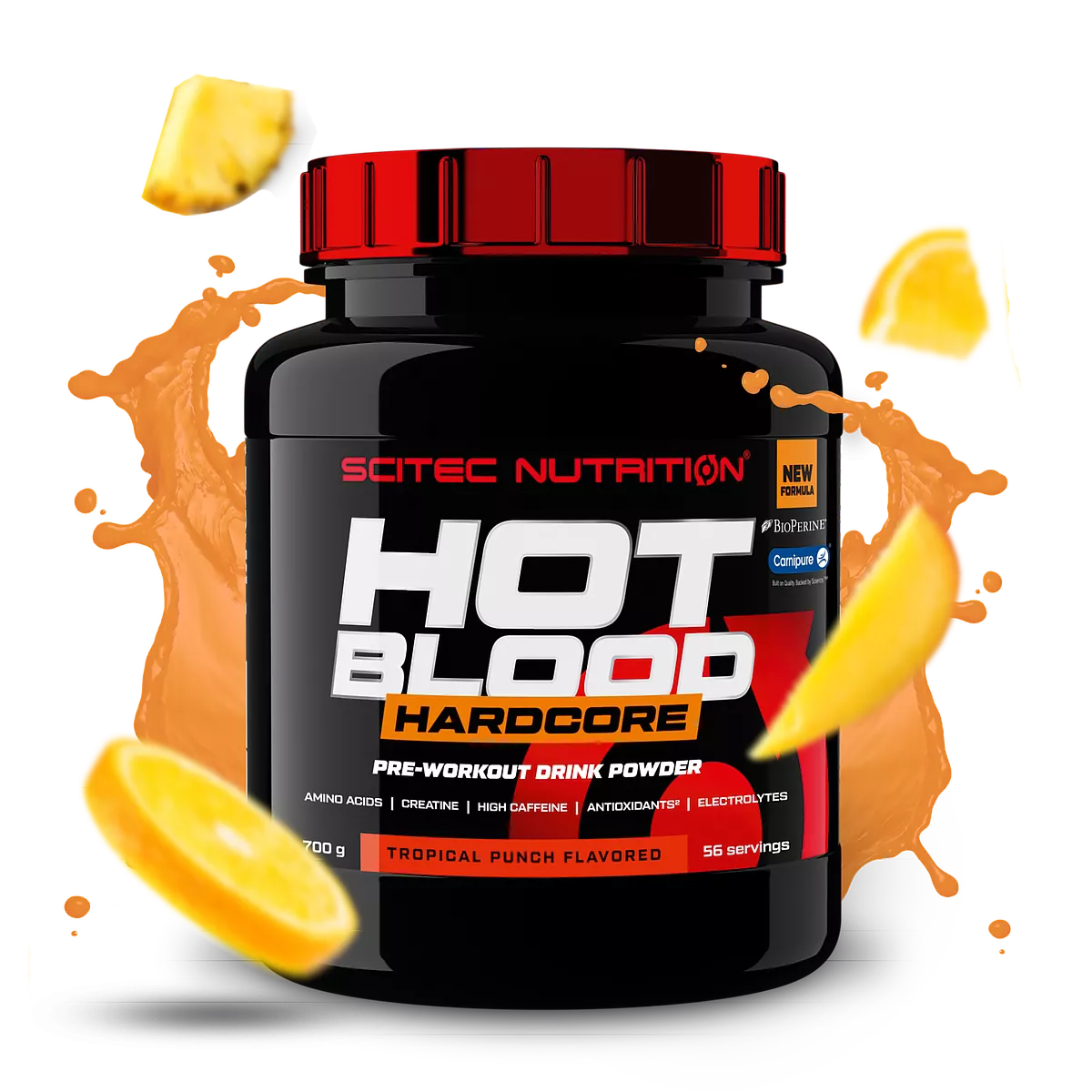 Човек тренира във фитнес зала, пиейки Scitec Nutrition Hot Blood Hardcore