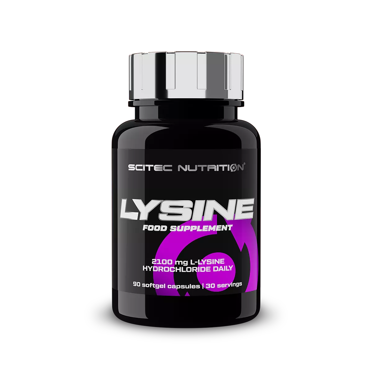 Опаковка на Scitec Nutrition Lysine (90 капсули) отпред, показваща името на продукта и марката