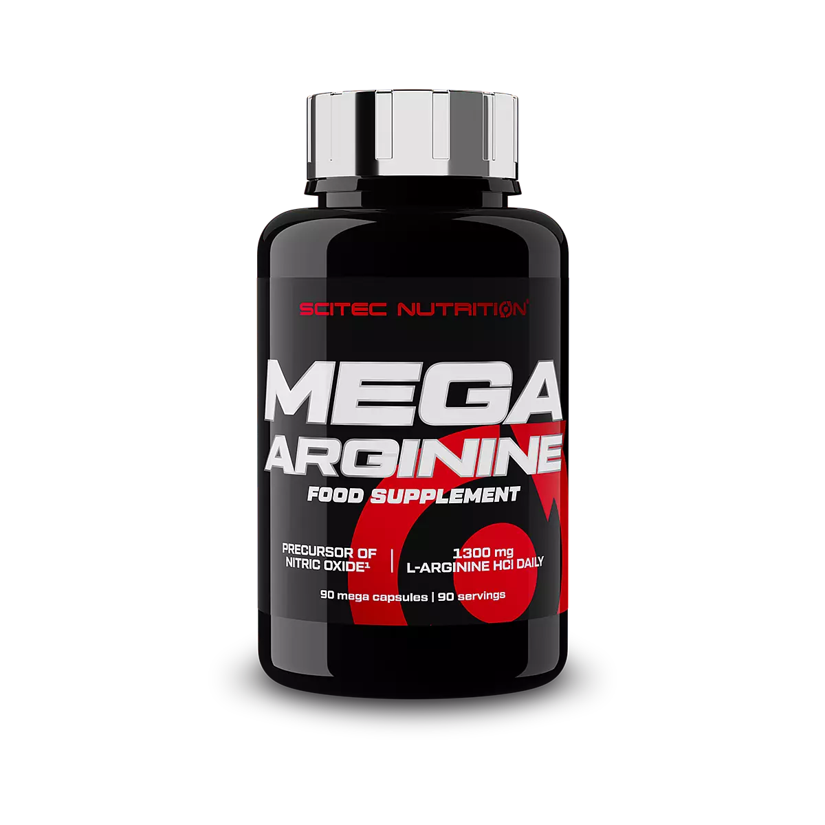 Опаковка на Scitec Nutrition Mega Arginine (90 капс.) с логото на марката и информация за продукта