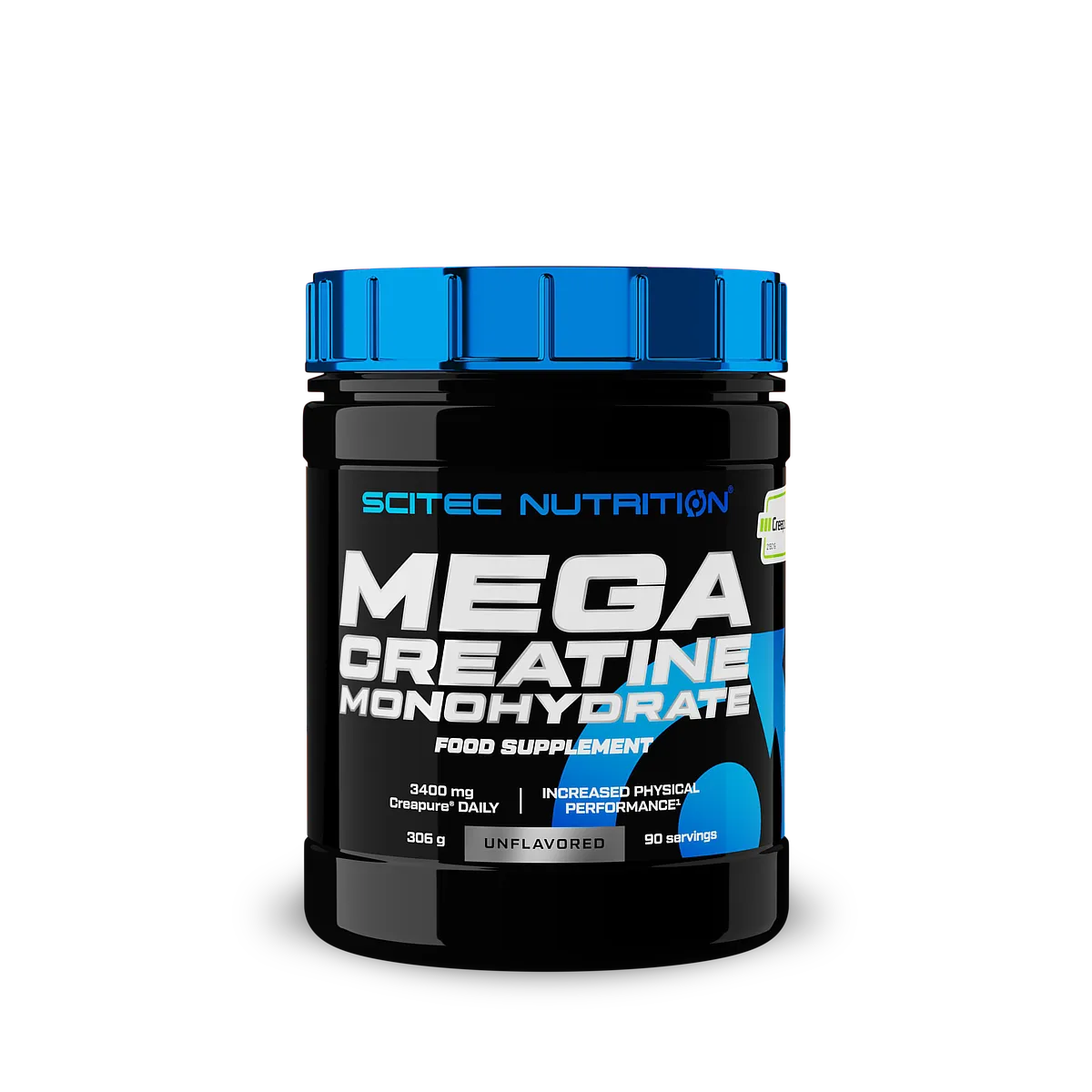 Опаковка на Scitec Nutrition Mega Creatine Monohydrate (306 гр.) с логото на Creapure®