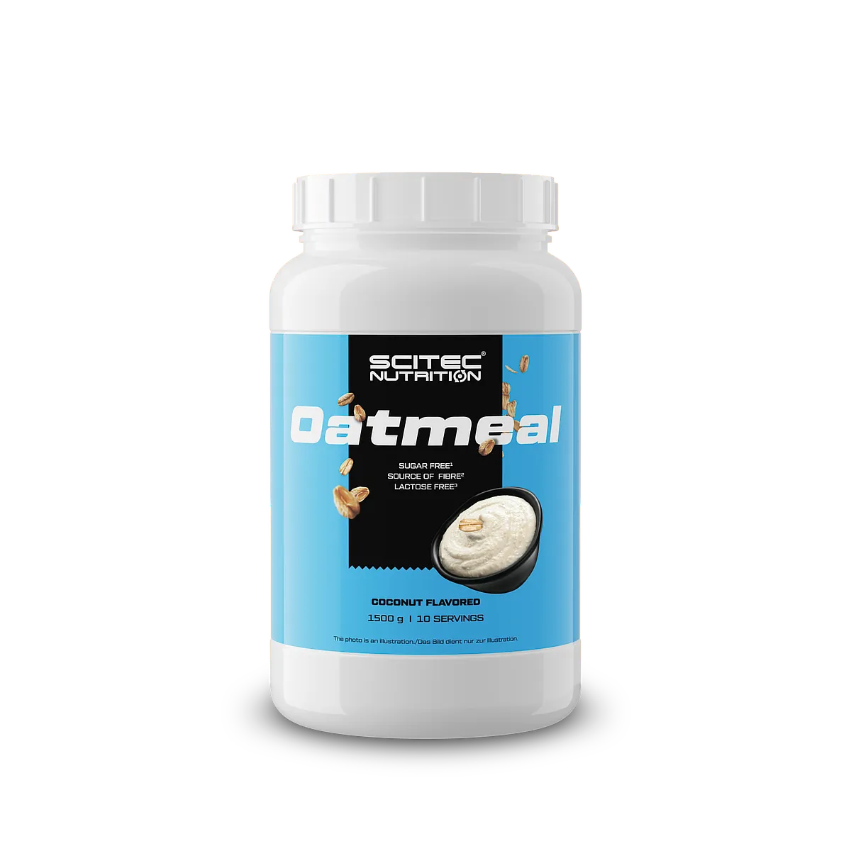 Опаковка Scitec Nutrition Oatmeal 1.5 кг с вкус Банан, на фона на пресни банани и овесени ядки