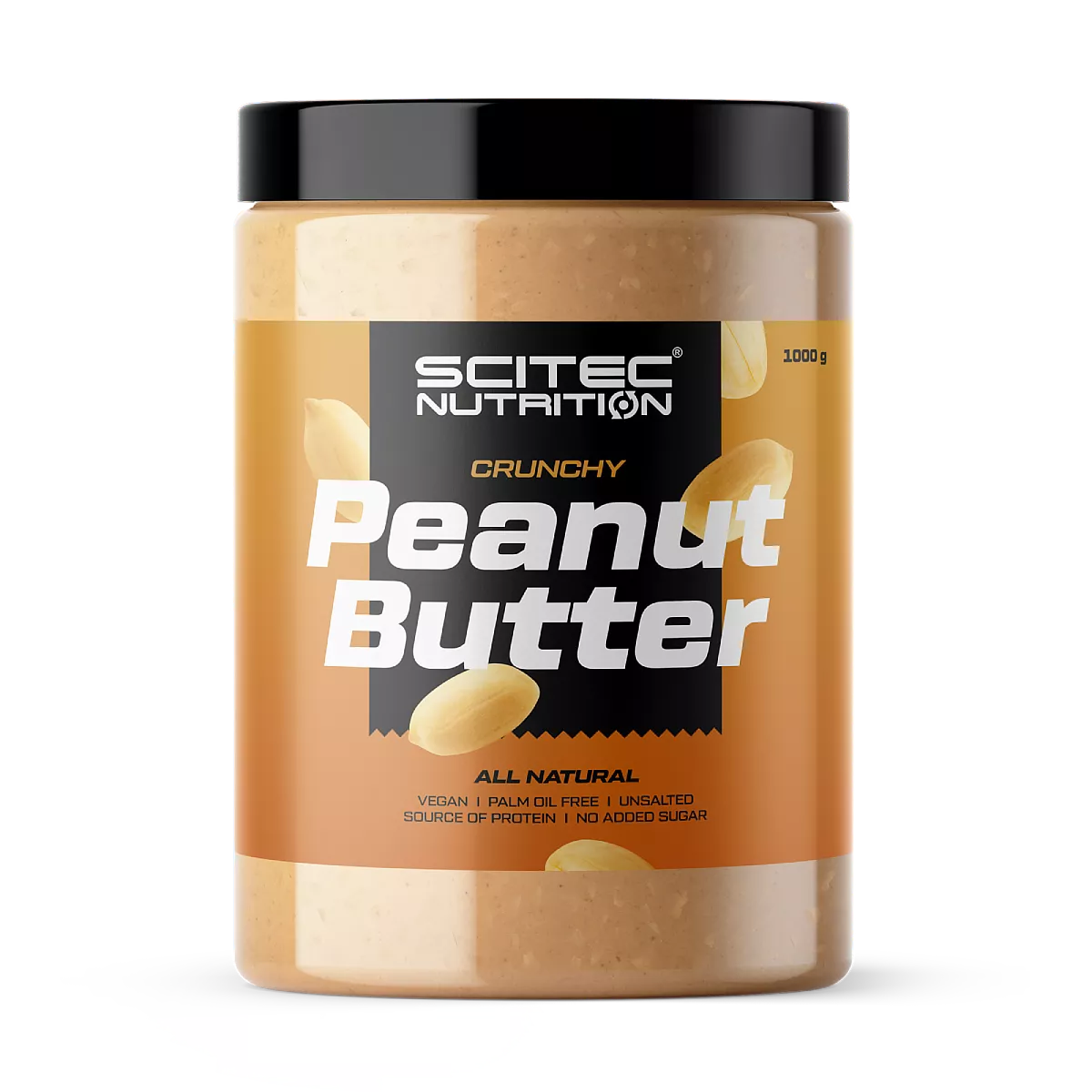 Опаковка Scitec Nutrition Peanut Butter върху тост с плодове, показваща идея за сервиране