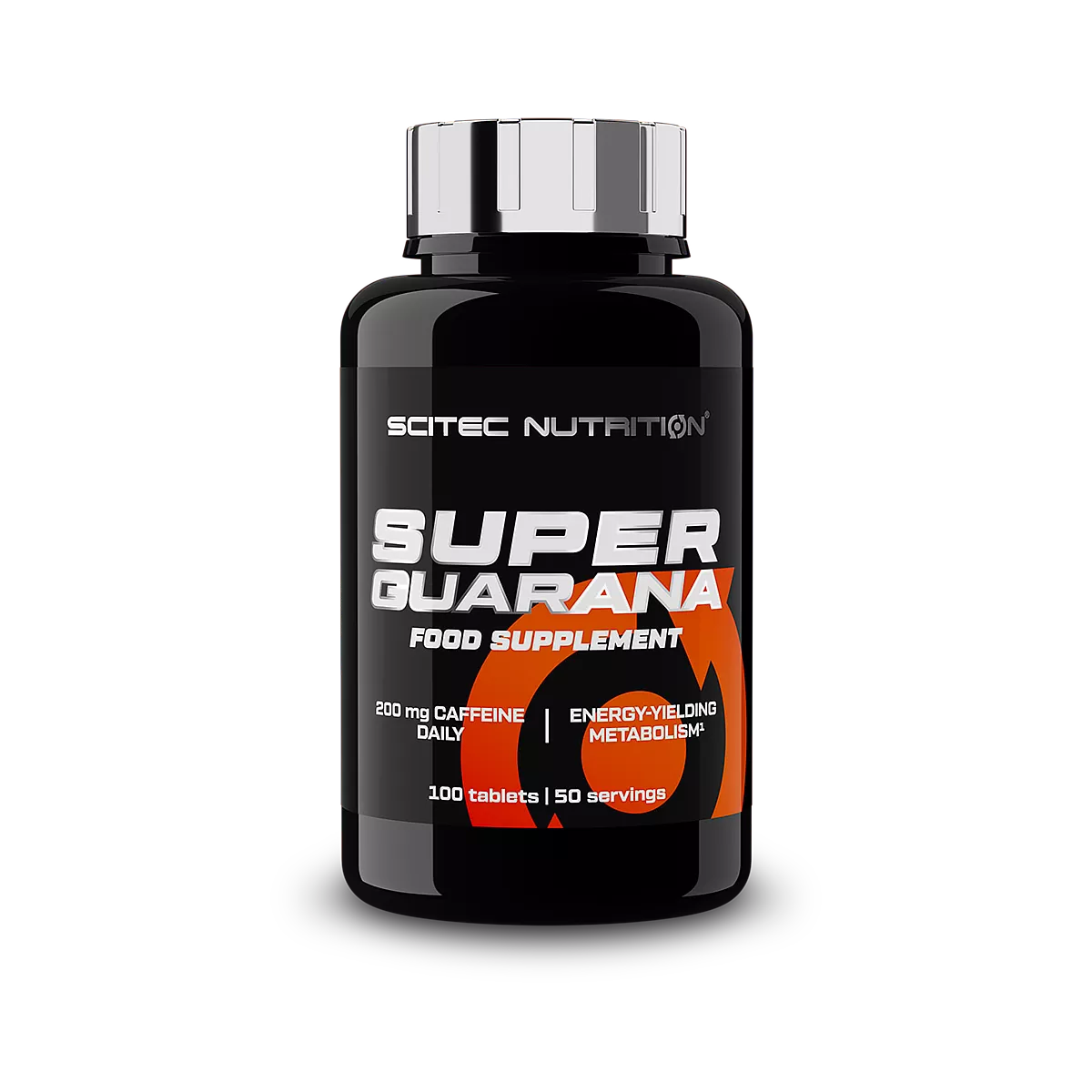 Опаковка на Scitec Nutrition Super Guarana (100 таблетки) с логото на марката и информация за продукта