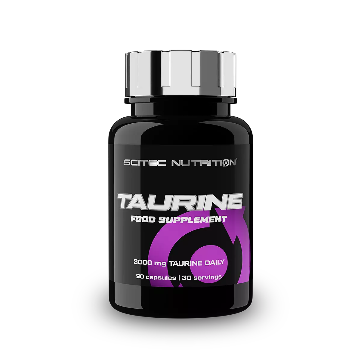 Опаковка Scitec Nutrition Taurine (90 капс) на бял фон