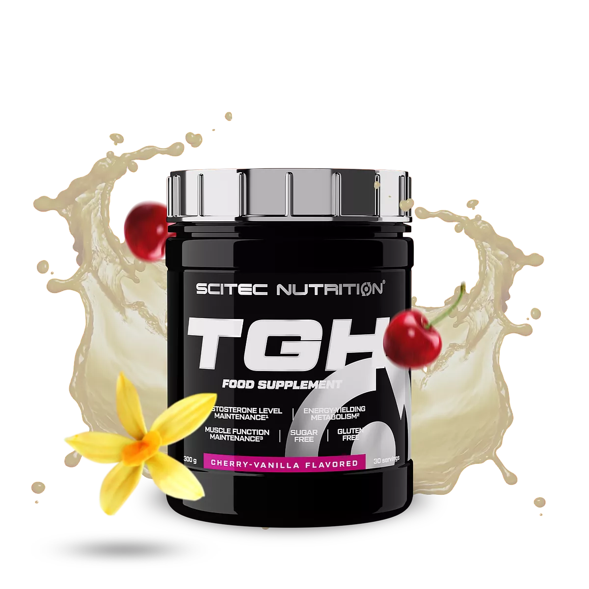 Кутия Scitec Nutrition TGH на фона на спортна екипировка