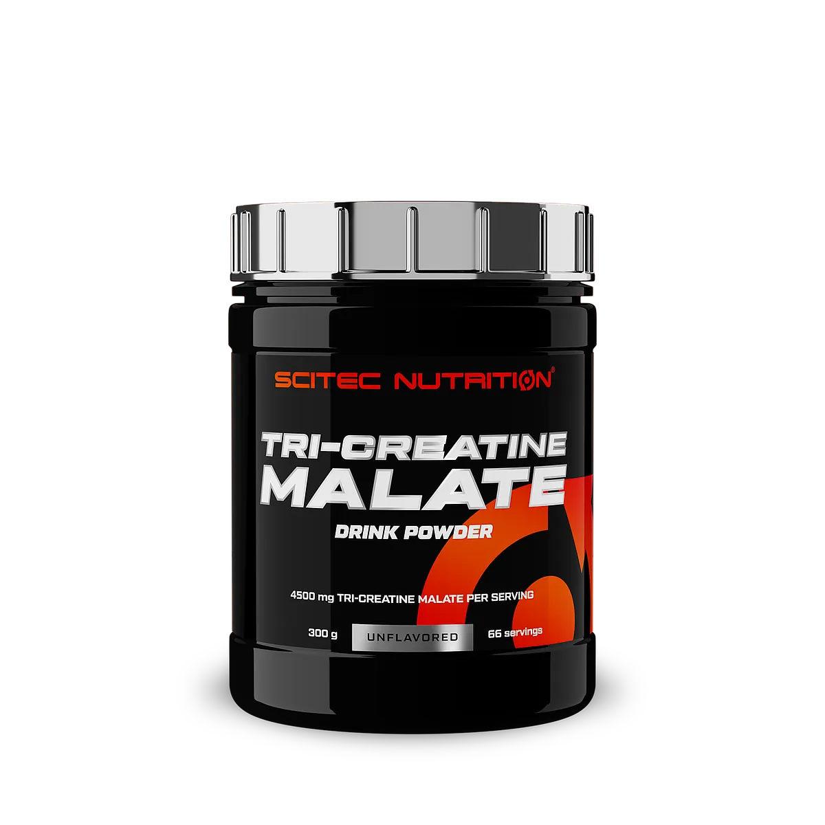 Опаковка на Scitec Nutrition Tri-Creatine Malate (300 гр.) на бял фон