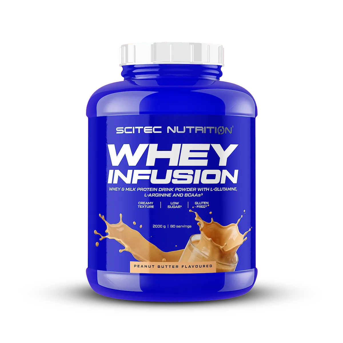 Scitec Nutrition Whey Infusion (2 kg) в процес на смесване в шейкър, показващ кремообразната текстура.