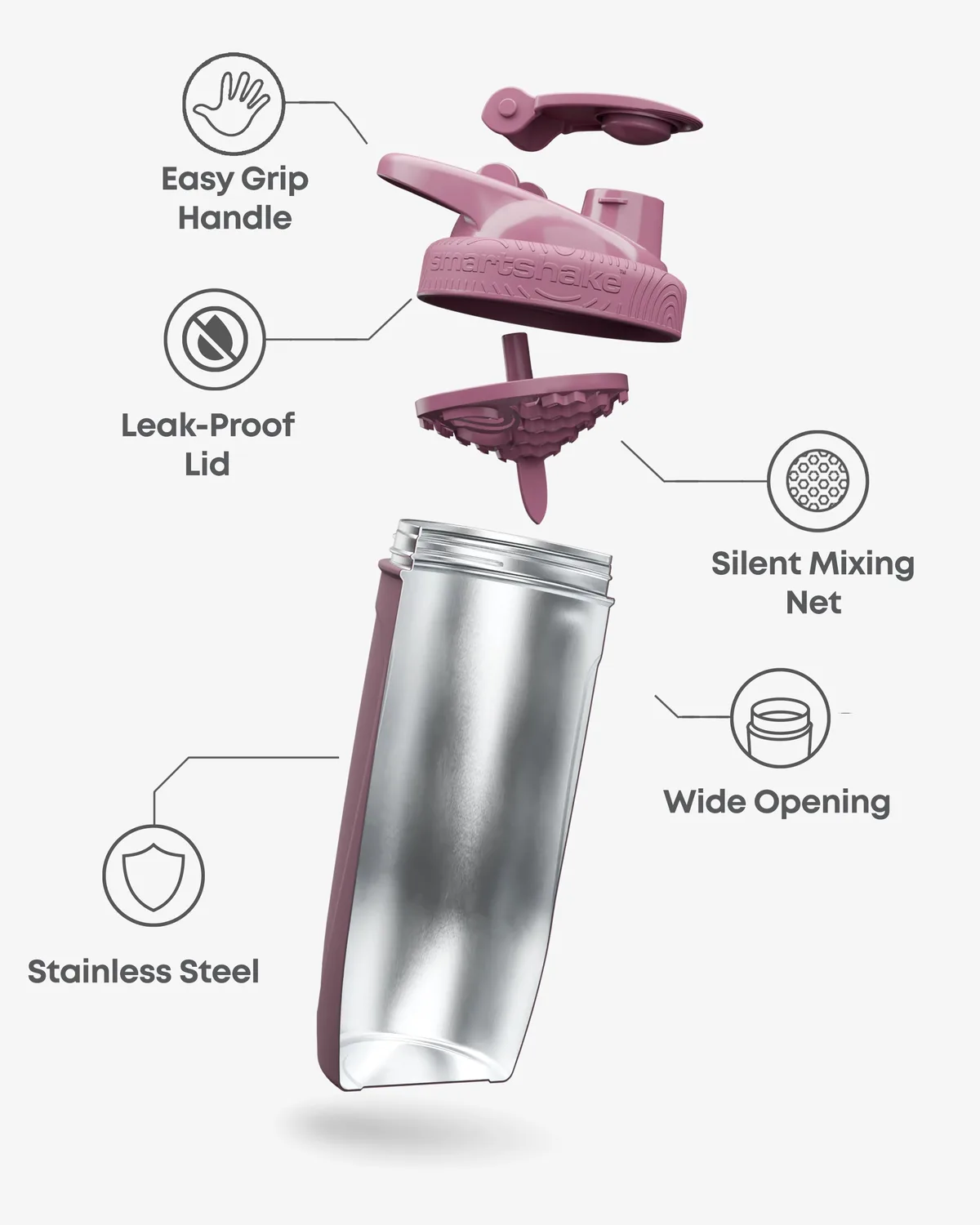 Smart Shake Reforce Stainless Steel — Deep Rose 900 мл — снимка 4