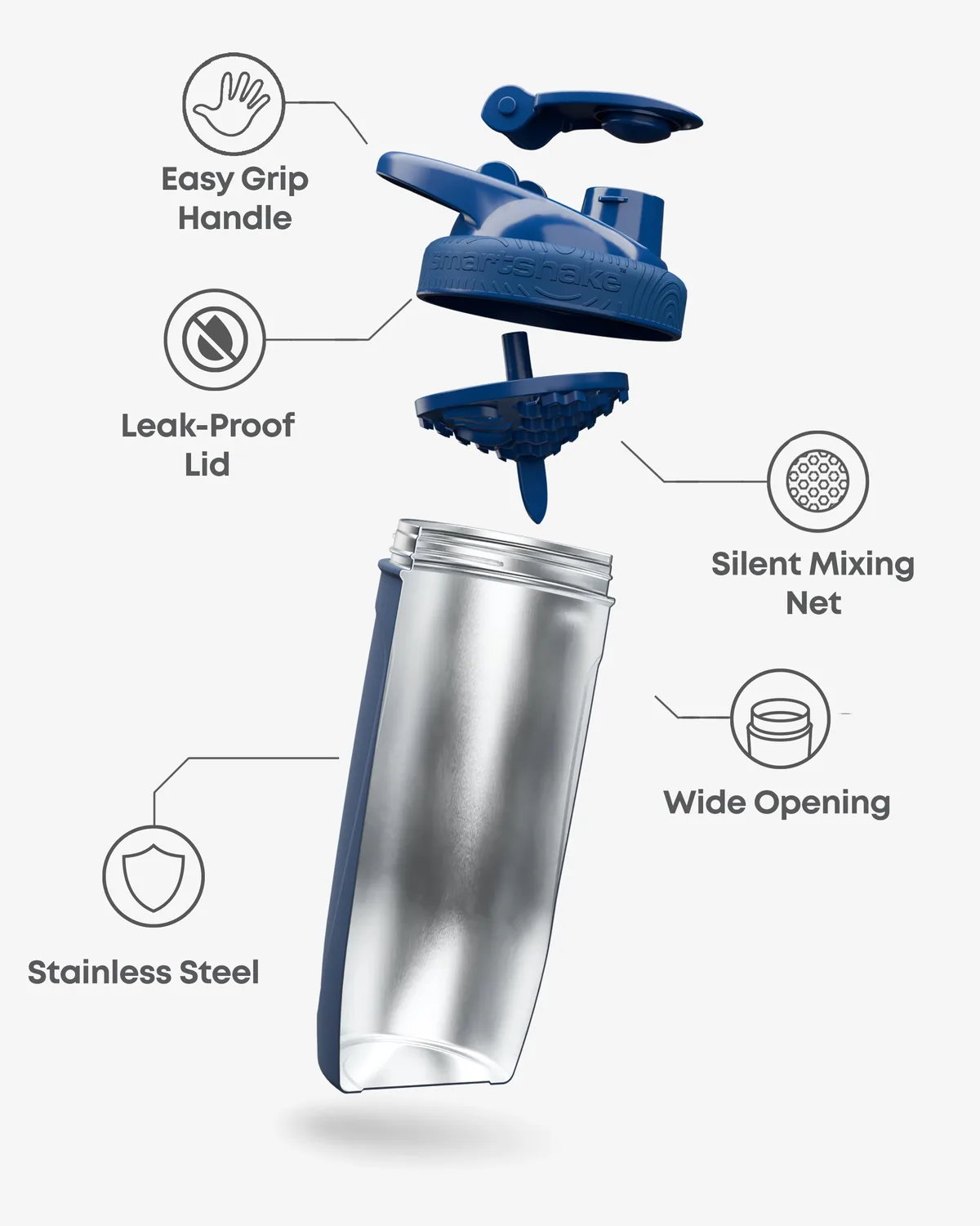 Smart Shake Reforce Stainless Steel — Navy Blue 900 мл — снимка 4