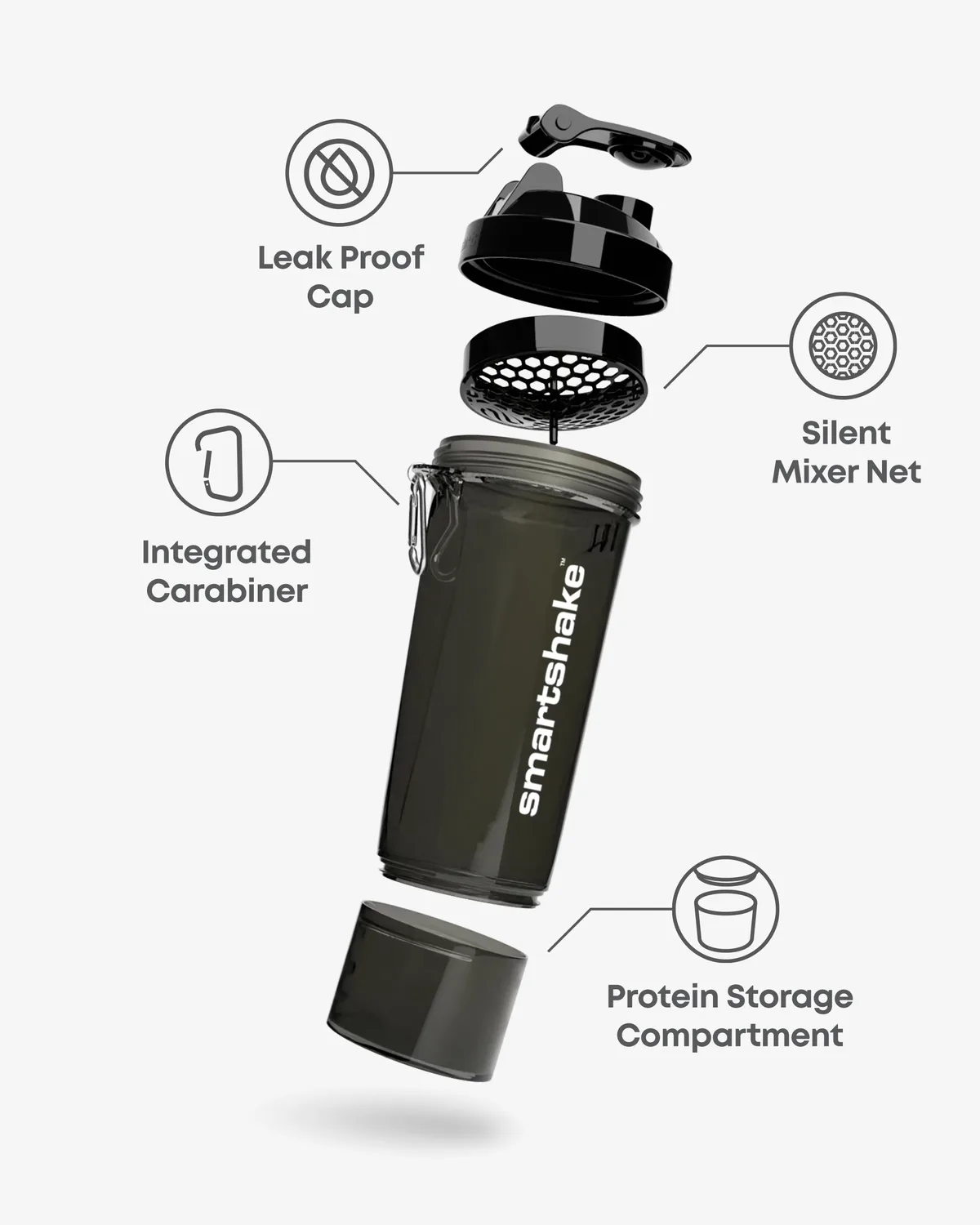 Smart Shake Slim — Черен 500 мл — снимка 2
