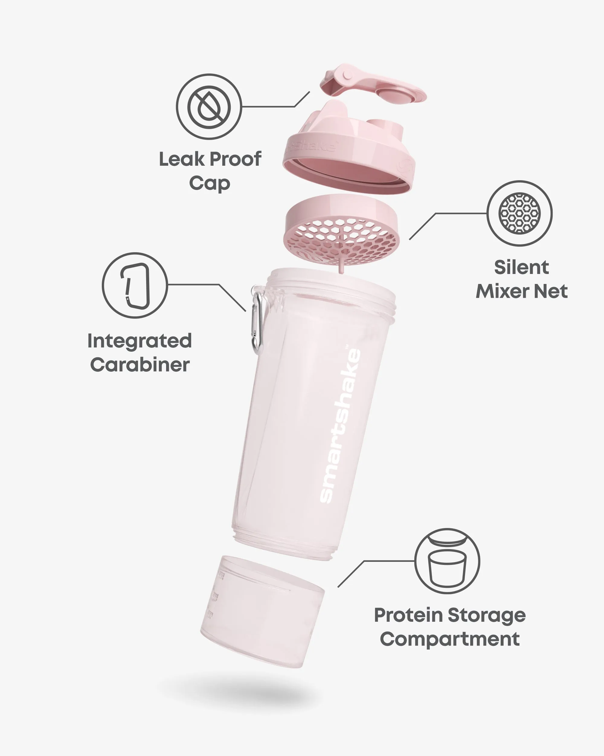 Smart Shake Slim — Пастелно розов 500 мл