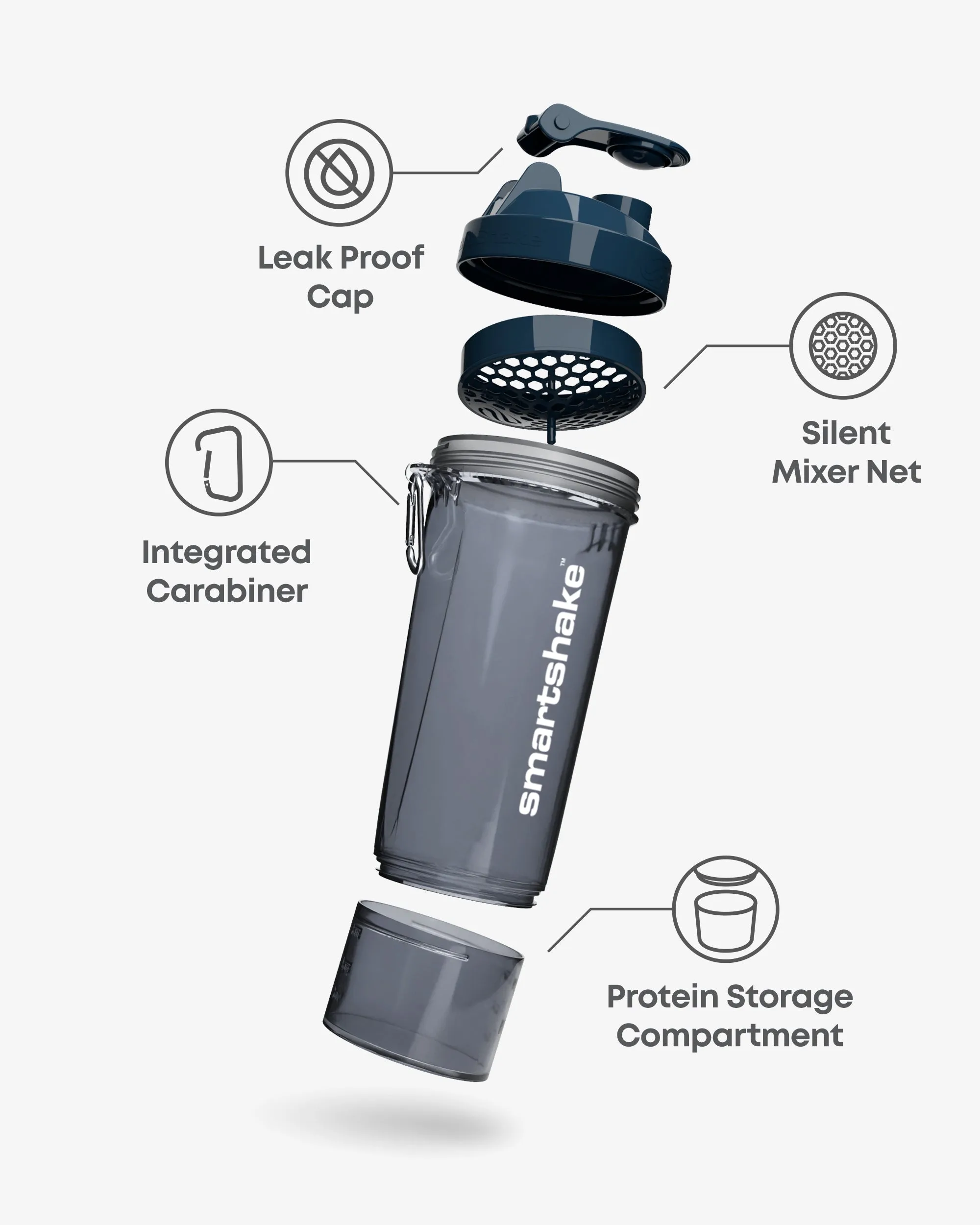 Smart Shake Slim — Тъмно сив 500 мл