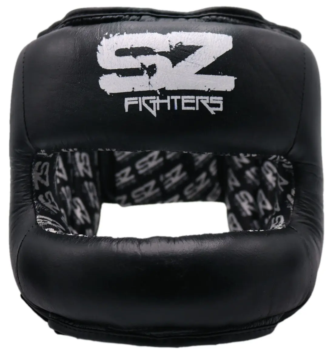 SZ Fighters – Каска с метален протектор на брадата – Black, изглед отпред с детайли