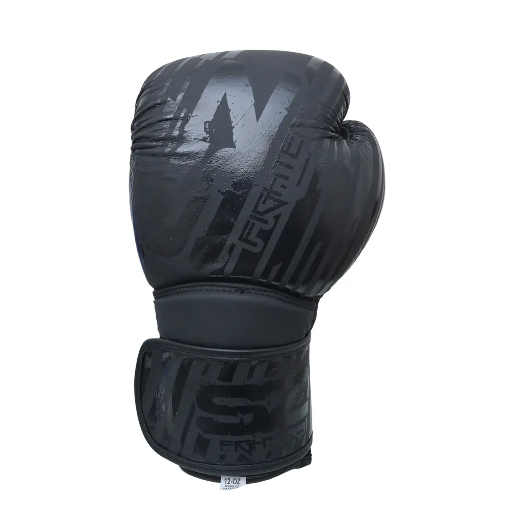 SZ Fighters – Боксови ръкавици естествена кожа – Plasma 2.0 Black – Black, преден изглед с лого