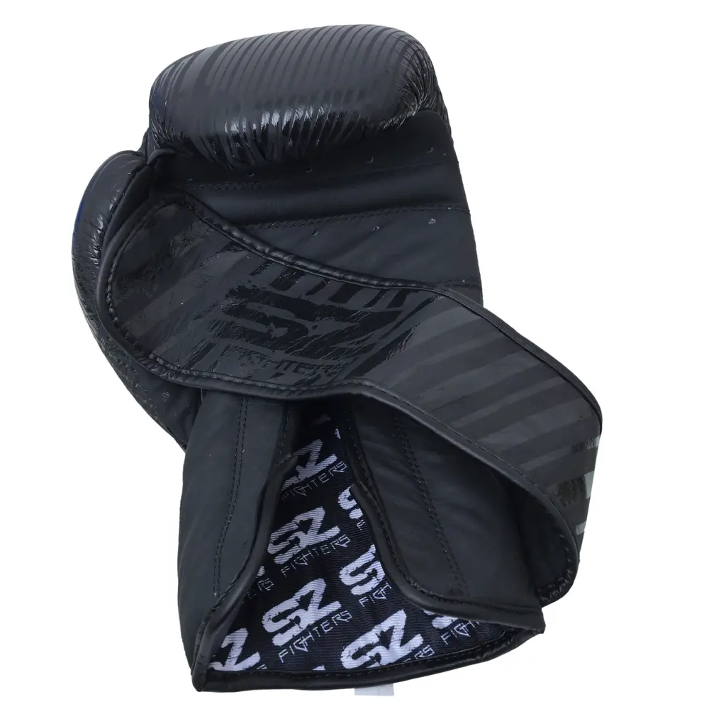 SZ Fighters – Боксови ръкавици естествена кожа – Plasma 2.0 Black – Black, отворен преден изглед