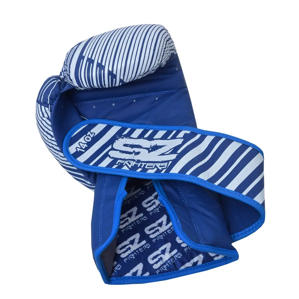 SZ Fighters – Боксови ръкавици естествена кожа – Plasma 2.0 Blue-White – отворен изглед