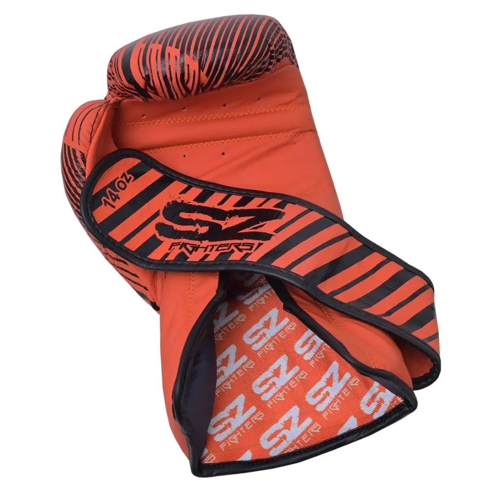 SZ Fighters – Боксови ръкавици естествена кожа – Plasma 2.0 Orange-Black, отворен модел