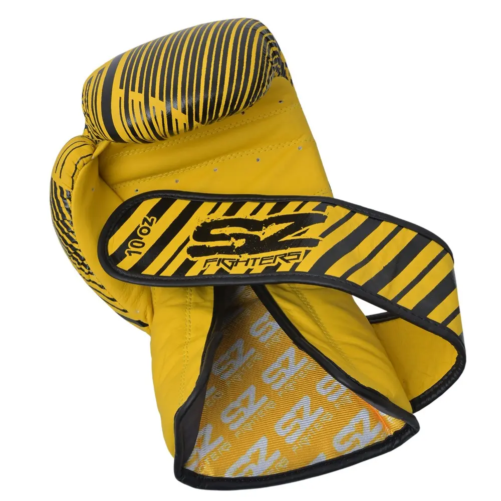 SZ Fighters – Боксови ръкавици естествена кожа – Plasma 2.0 Yellow-Black, отвътре