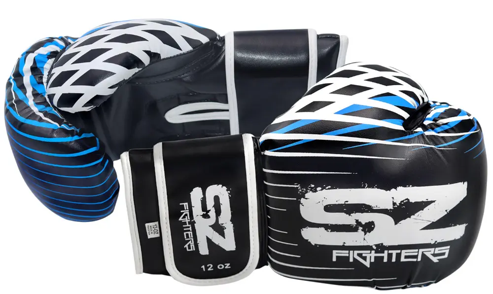 SZ Fighters – Боксови ръкавици естествена кожа – Plasma – Blue, заедно