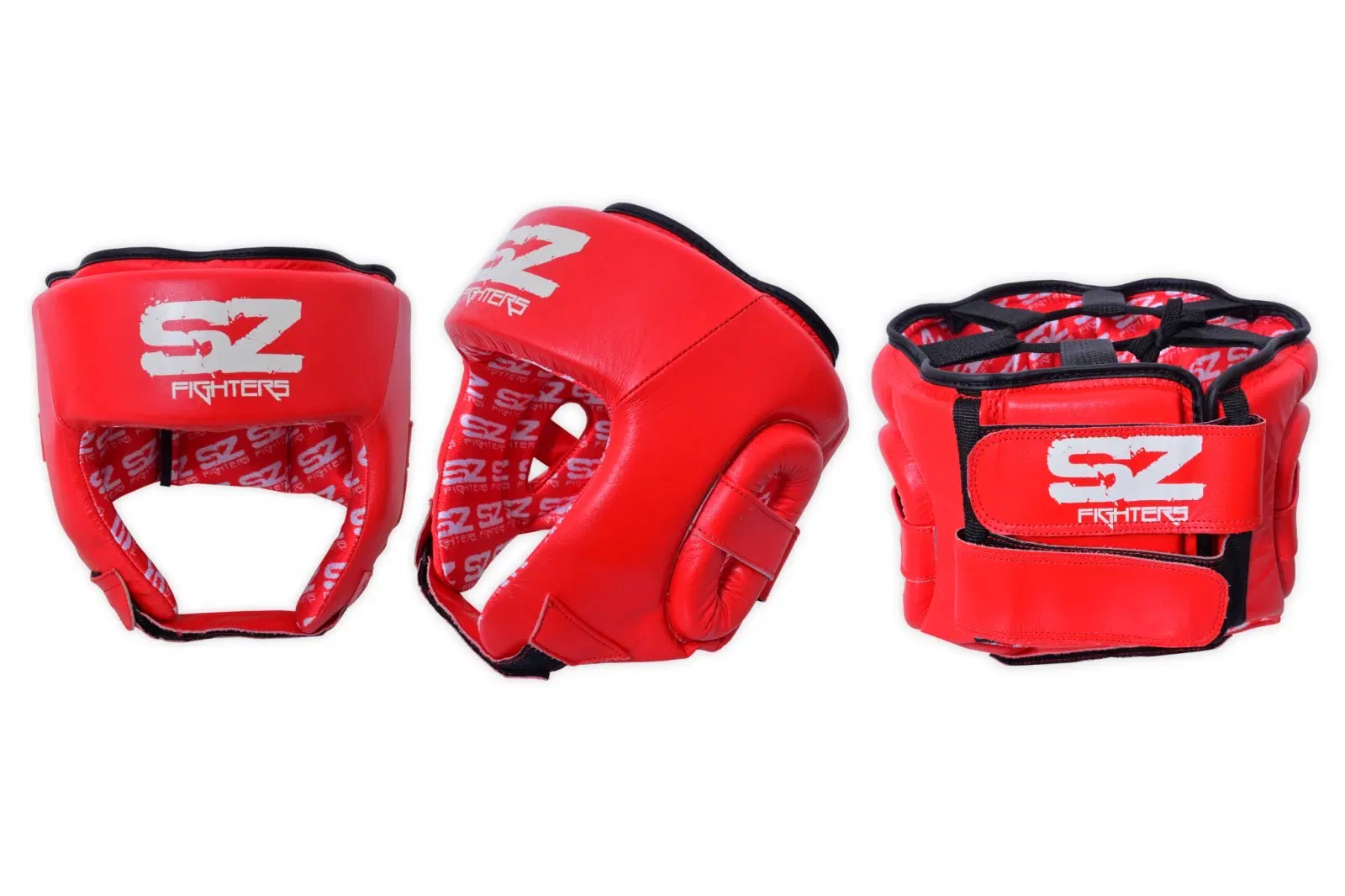 SZ Fighters – Боксова каска – Red, преден и страничен изглед