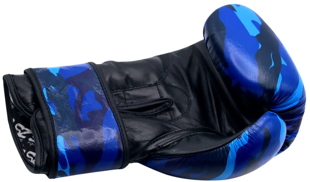 SZ Fighters – Боксови ръкавици естествена кожа – Camo – Blue, страничен изглед