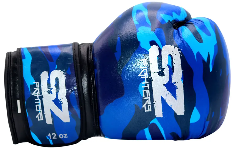 SZ Fighters – Боксови ръкавици естествена кожа – Camo – Blue, детайлен изглед