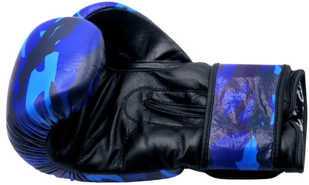 SZ Fighters – Боксови ръкавици естествена кожа – Camo – Blue, изглед отгоре