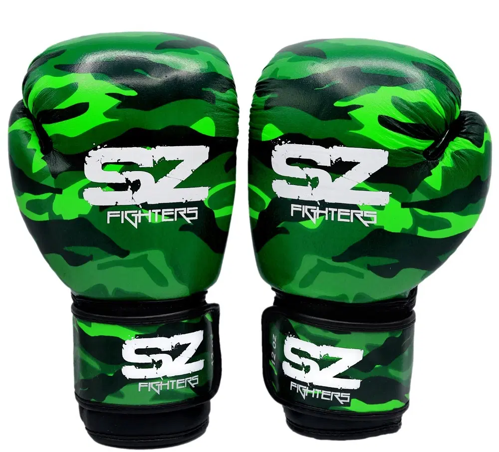 SZ Fighters – Боксови ръкавици естествена кожа – Camo – Green