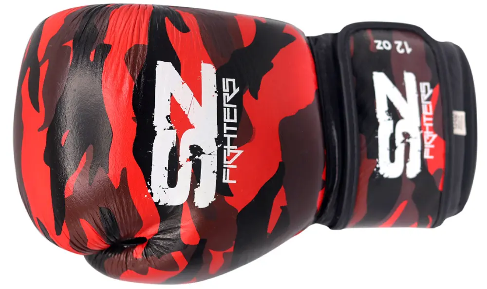 SZ Fighters – Боксови ръкавици естествена кожа – Camo – Red, горен изглед