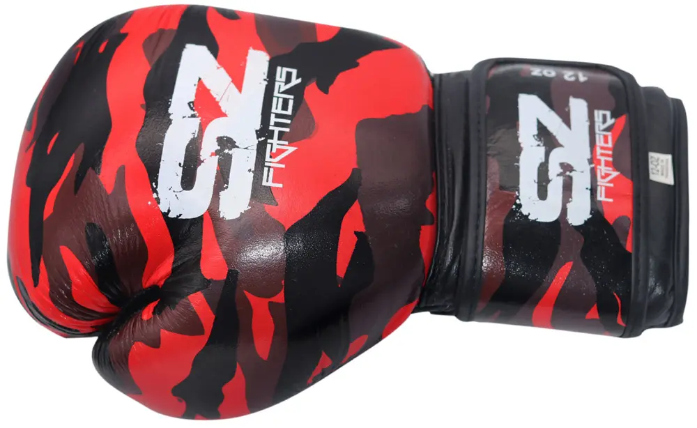 SZ Fighters – Боксови ръкавици естествена кожа – Camo – Red, дясна ръкавица