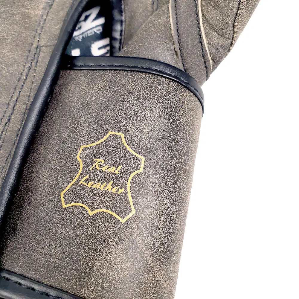 SZ Fighters – Боксови ръкавици естествена кожа – Retro, детайл златен печат Real Leather
