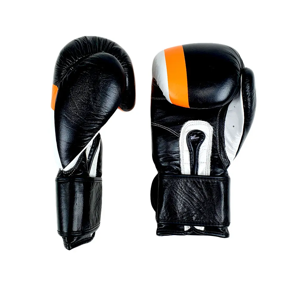 SZ Fighters – Боксови ръкавици естествена кожа – Warrior Black, изглед отстрани