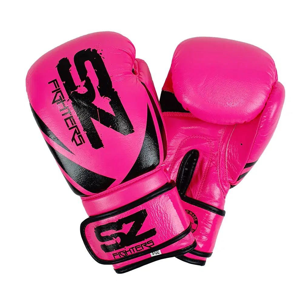 SZ Fighters – Боксови ръкавици естествена кожа – Neon Pink