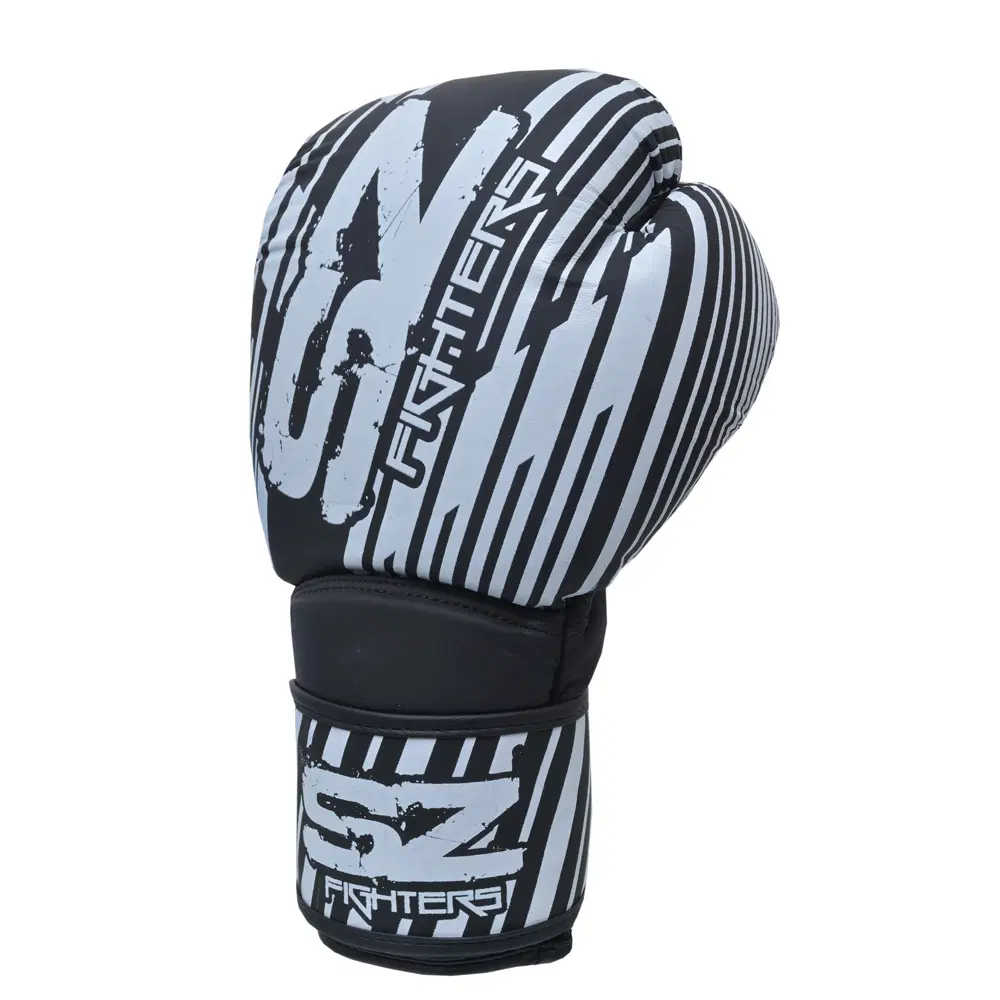 SZ Fighters – Боксови ръкавици естествена кожа – Plasma 2.0 Black – White, преден изглед
