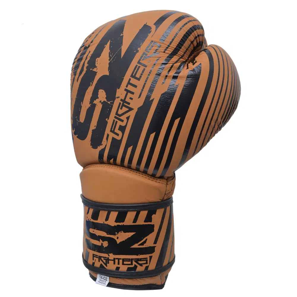 SZ Fighters – Боксови ръкавици естествена кожа – Plasma 2.0 Mustard-Black, преден изглед