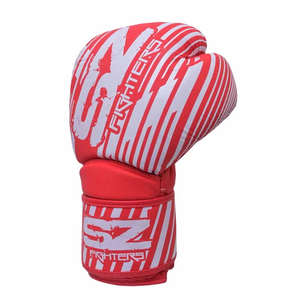 SZ Fighters – Боксови ръкавици естествена кожа – Plasma 2.0 Red – White, преден изглед