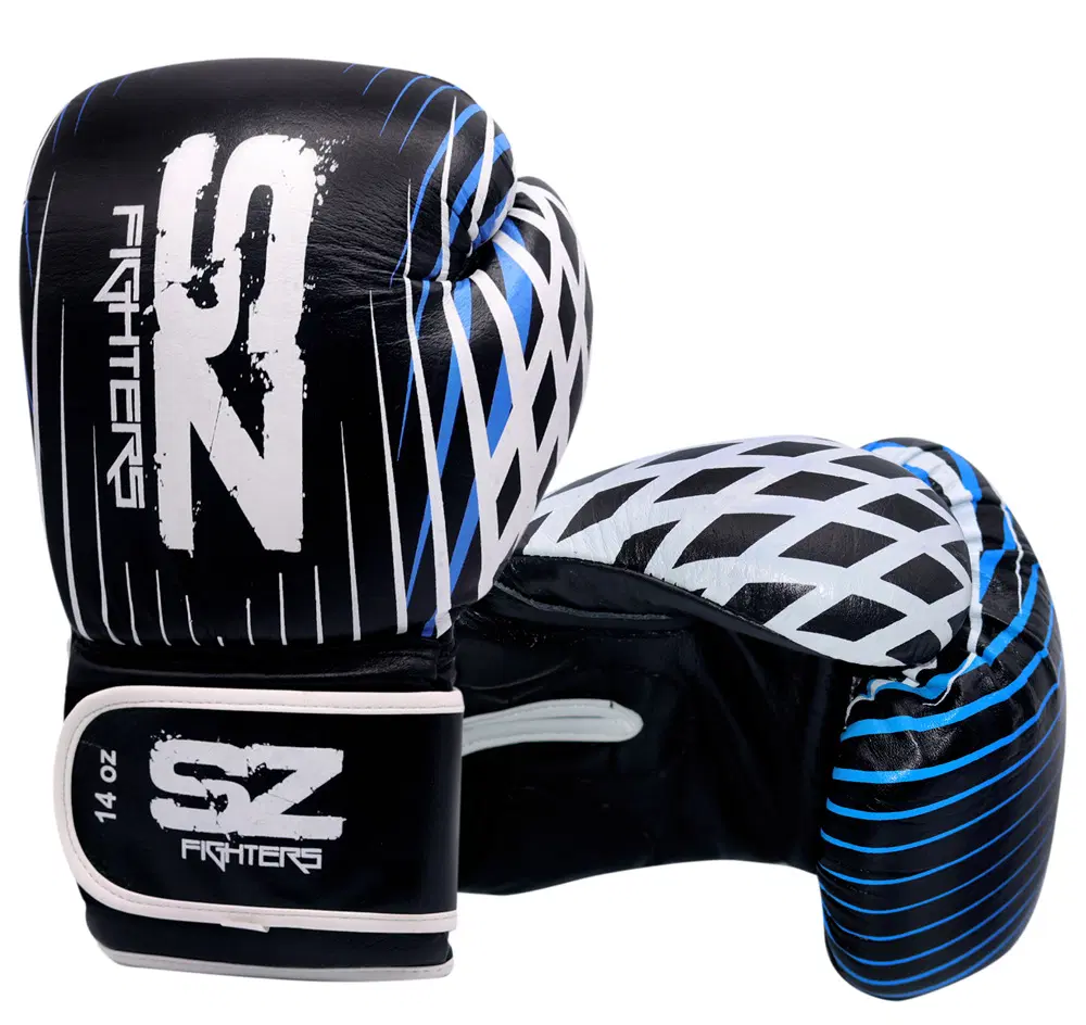 SZ Fighters – Боксови ръкавици естествена кожа – Plasma – Blue